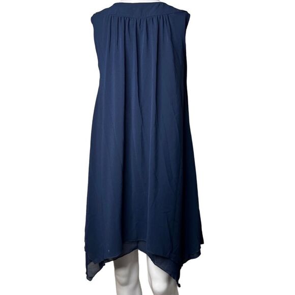 Milly High Neck Sheer Tunic Dress Navy Blue Size Medium - Picture 3 of 6